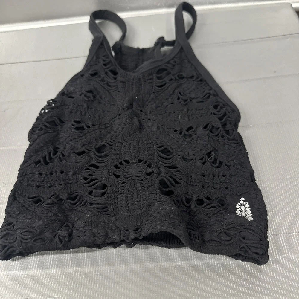 New Free People Movement Gone Knit  Crop Top In Black Size: XS